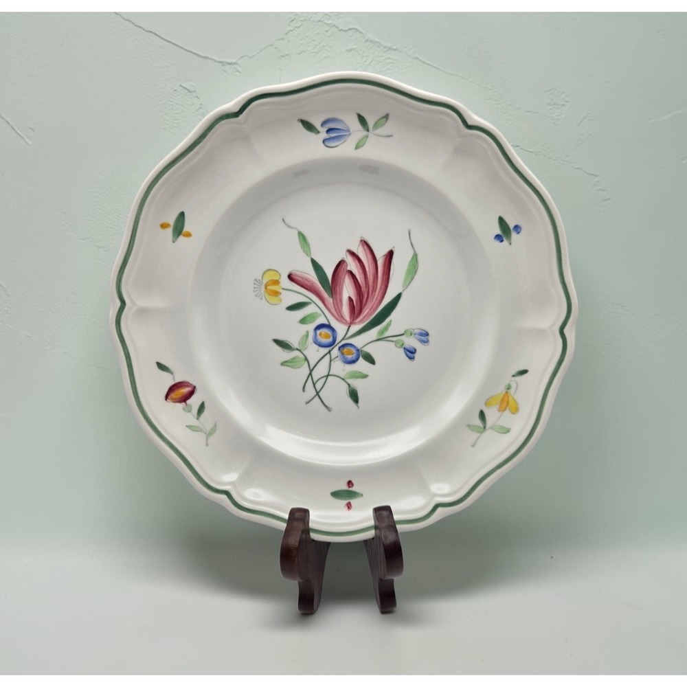 Set Of 3 Longchamp Hand Painted Tulip 10 Inch Dinner Plates #321283